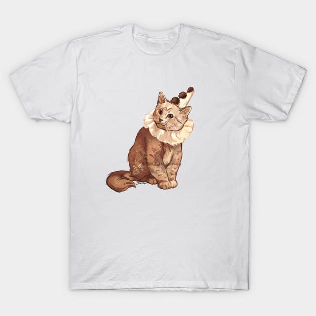 Old Timey Clown Kitty (No background) T-Shirt by Catwheezie